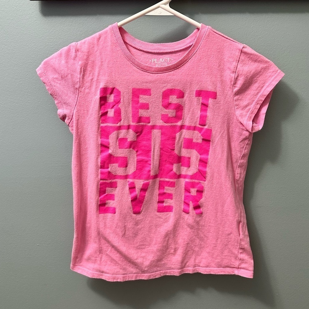 Girls Best Sis Graphic Tee - Bright Pink size 7/8